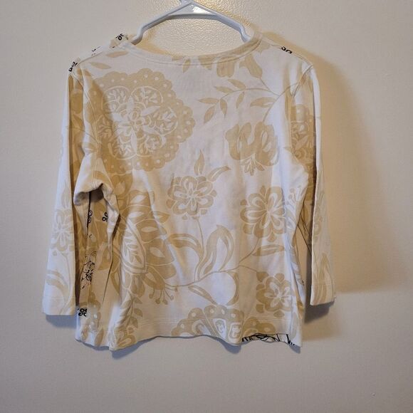 City Blues Floral Print Women's Top - Cream - Picture 2 of 4